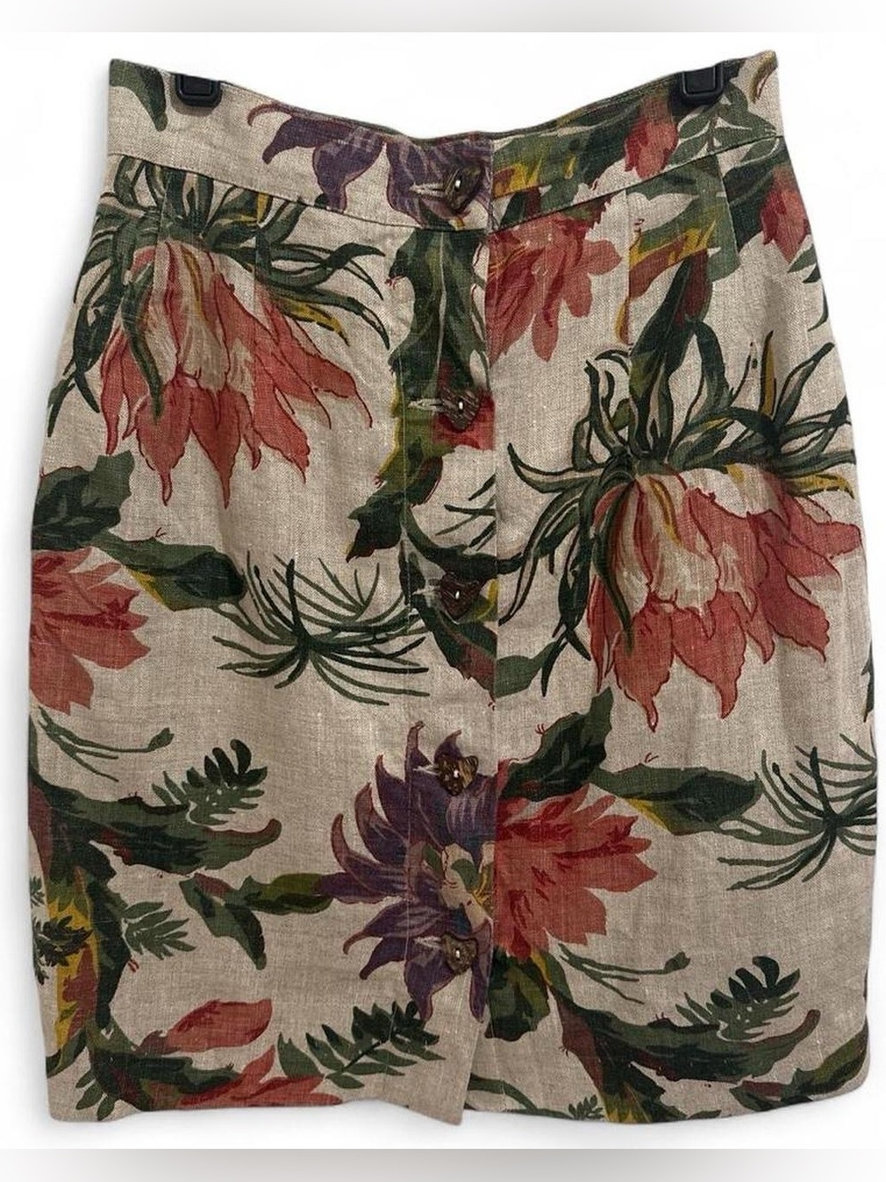 Vintage Karen Kane 100% Linen High Waisted Mini Skirt